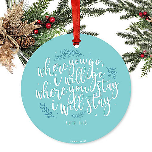 Round Metal Ruth 1:16 Scripture Ornament