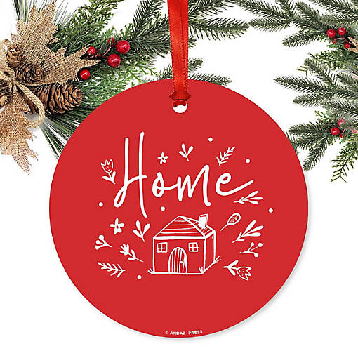 Round Metal Script Ornament, Home