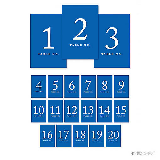 Royal Blue Table Numbers 1 20