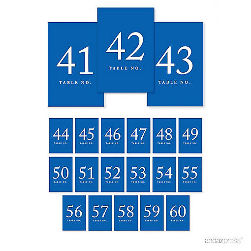 Royal Blue Table Numbers 41 60