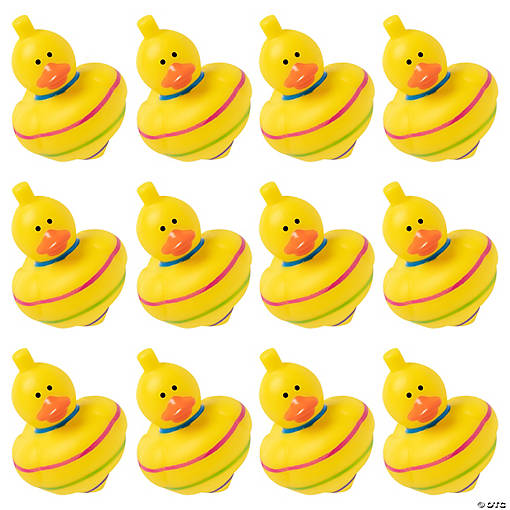 Rubber Duck Spin Tops - 12 Pc.