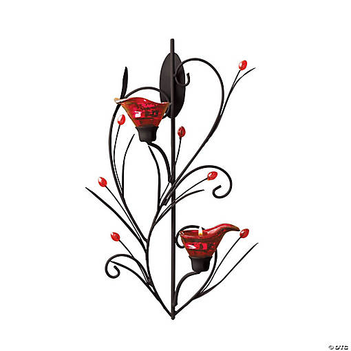 Ruby Blossom Candle Wall Sconce 14.75" Tall