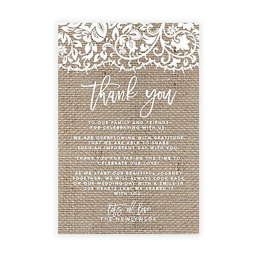Rustic Burlap Lace TY Card 4x6IN 56PC