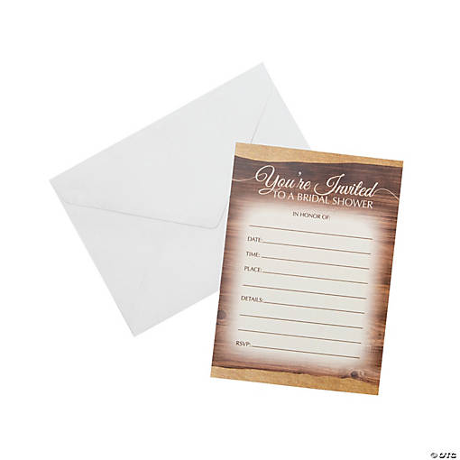 Rustic Chic Bridal Shower Invitations - 12 Pc.