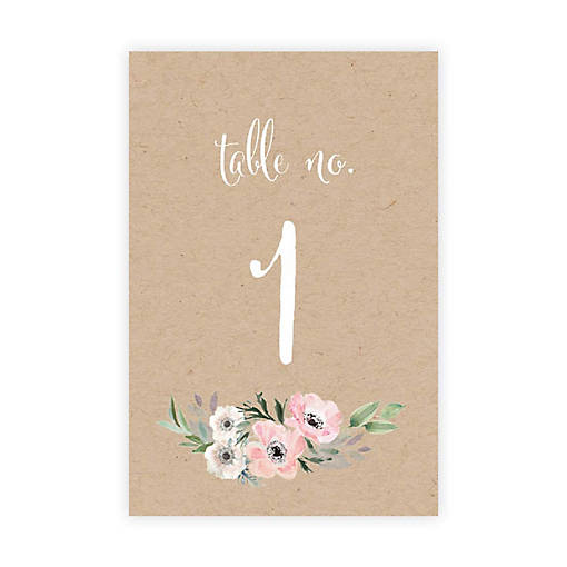 Rustic Floral Table Numbers 1-20 4x6