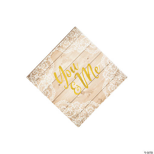 Rustic Wedding Beverage Napkins - 16 Pc.