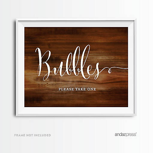Rustic Wood Bubbles Take One Sign 8.5x11