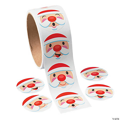 Santa Face Sticker Roll - 100 Pc.