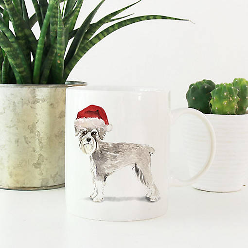 Schnauzer Santa Hat Ceramic Mug