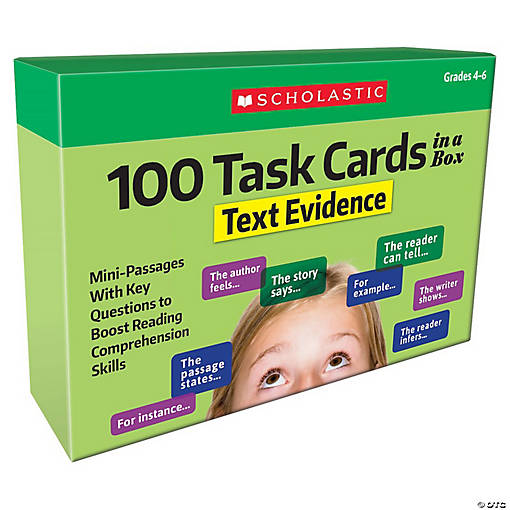Scholastic Teaching Solutions 100 Task Cards in a Box: Text Evidence