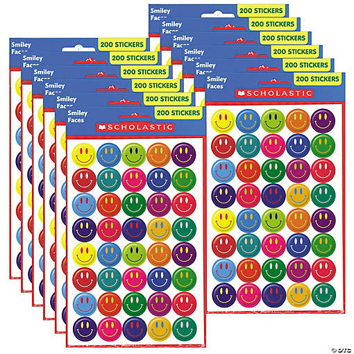 Scholastic Teaching Solutions Smiley Faces Stickers, 200 Per Pack, 12 Packs