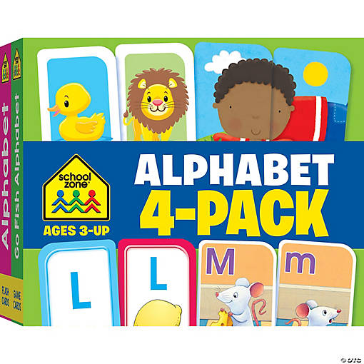 School Zone Publishing Alphabet Flash Card, 4-Pack