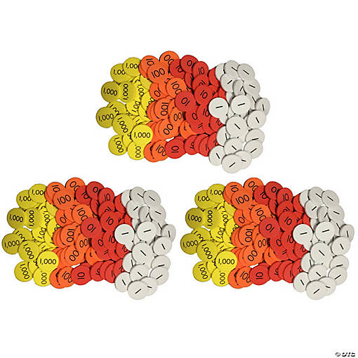 Sensational Math 4-Value Whole Numbers Place Value Discs, 100 Per Set, 3 Sets