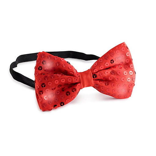 Sequin Bow Tie with LED Lights - Red