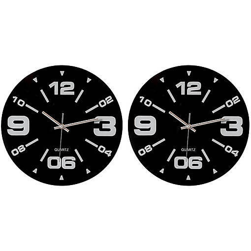 Set of 2 Black Wall Clocks