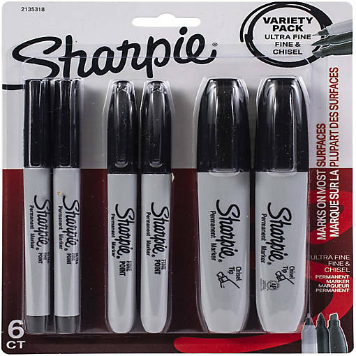 Sharpie Fine/Ultra-Fine/Chisel Tip Permanent Markers 6/Pkg-Black