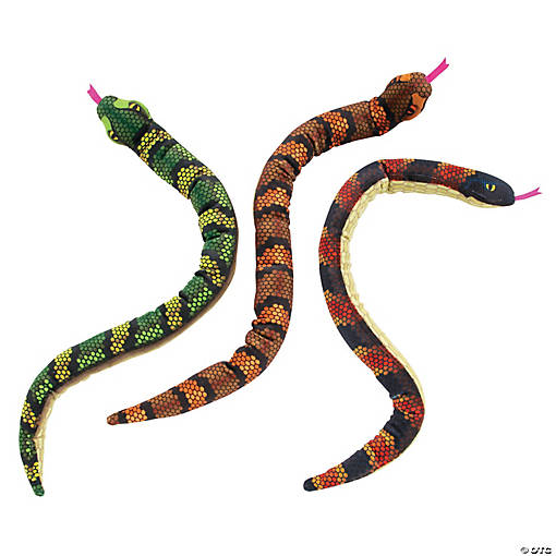Shiny Bendable Stuffed Snakes - 12 Pc.