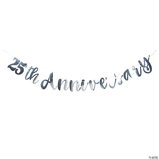 Silver 25th Anniversary Foil Script Banner