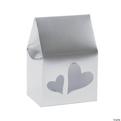 Silver Boxes with Heart Window - 12 Pc.