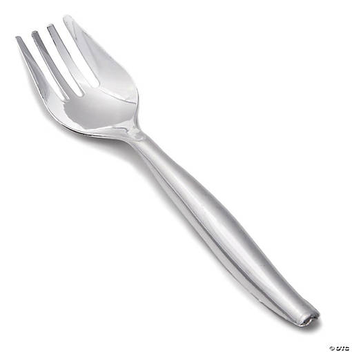 Silver Disposable Plastic Serving Forks (85 Forks)