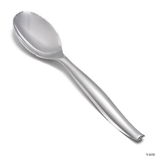 Silver Disposable Plastic Serving Spoons (85 Spoons)
