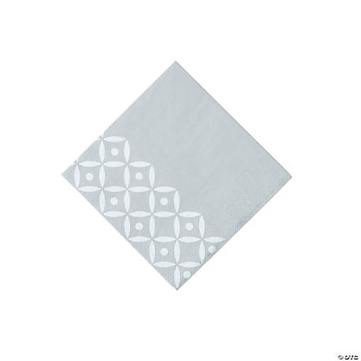 Silver Geometric Beverage Napkins
