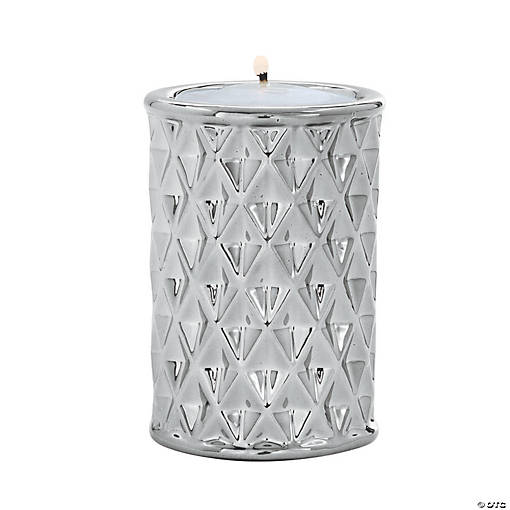 Silver Geometric Tea Light Candle Holders - 3 Pc.