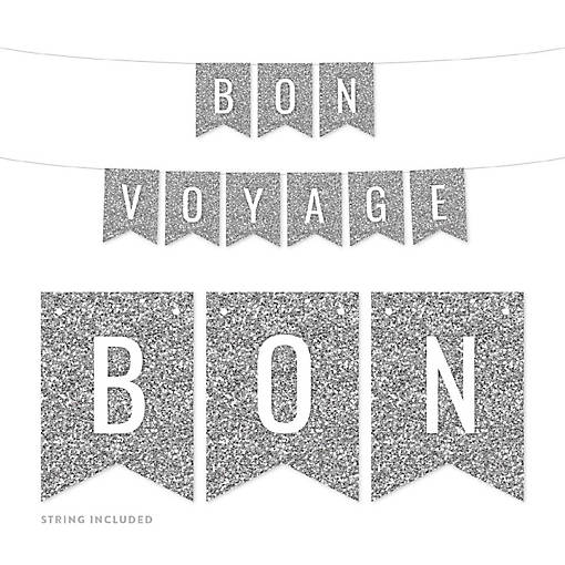 Silver Glitter Bon Voyage Pennant