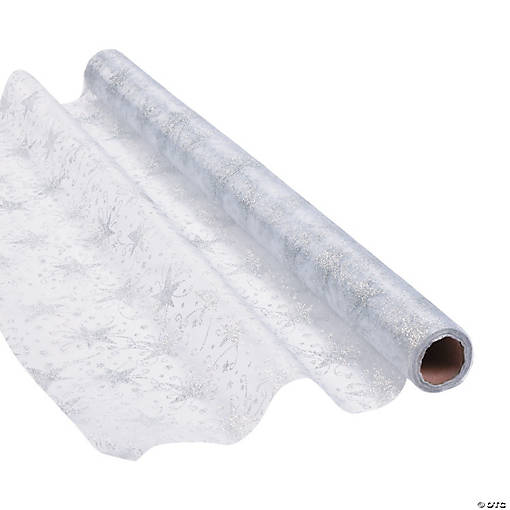 Silver Glitter Star Fabric Roll