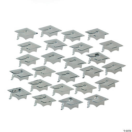 Silver Graduation Cap Confetti