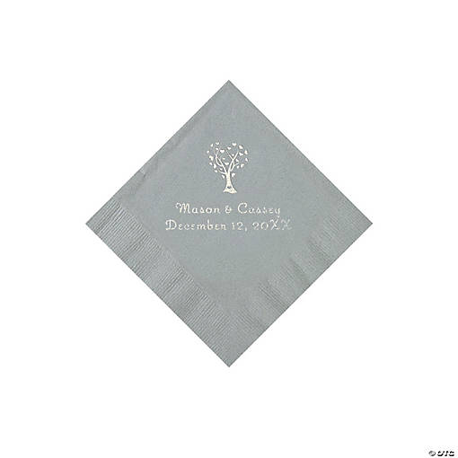 Silver Love Tree Personalized Napkins - 50 Pc. Beverage