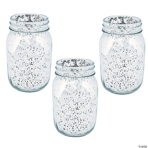 Silver Mercury Mason Jars - 12 Pc.