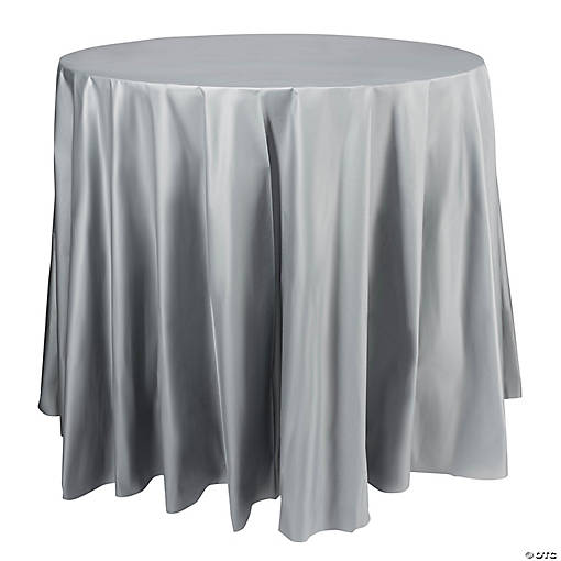 Silver Round Disposable Plastic Tablecloths (84") - 96 Tablecloths