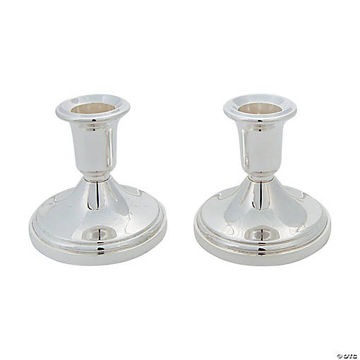 Silvertone Taper Candle Holder Set - 2 Pc.