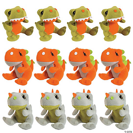 Sitting Stuffed Dinosaurs - 12 Pc.