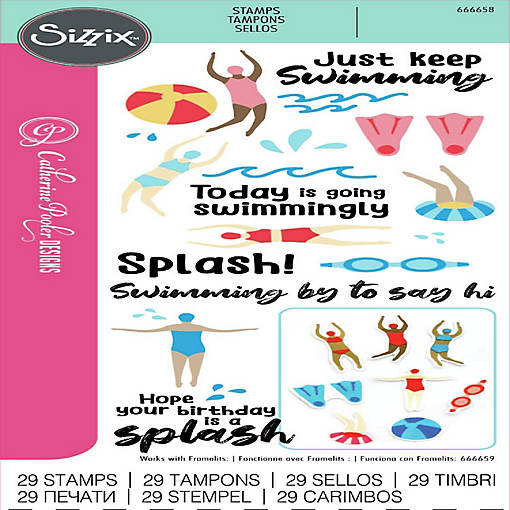 Sizzix Clear Stamps Set By Catherine Pooler 29/Pkg-Synchronized Swimmers