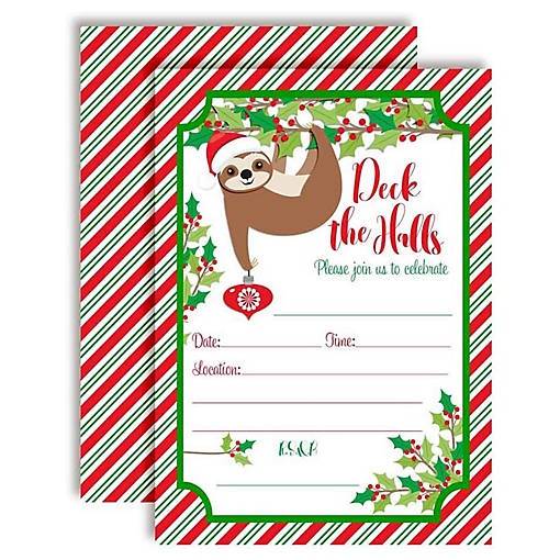 Sloth Christmas Invitations 40pc. by AmandaCreation