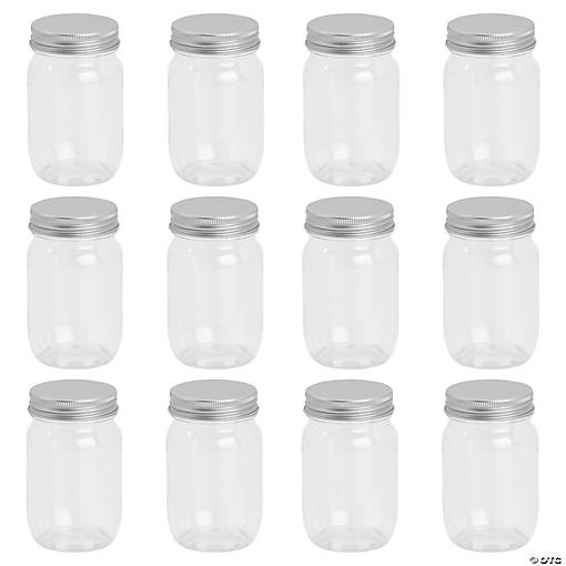 Small Clear Plastic Jars with Silver Lid &amp;#8211; 12 Pc. 