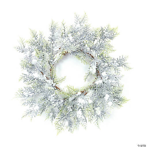Snowy Cedar Wreath 15"D Plastic