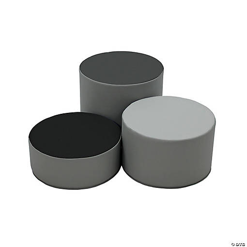 SoftScape 15" Round Ottomans, Gray 3-Piece