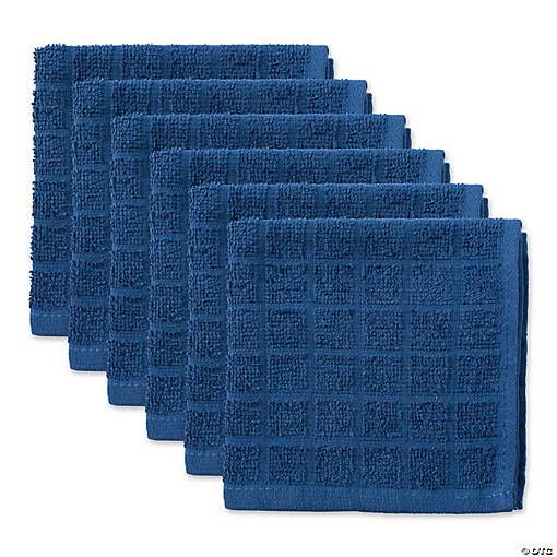 Solid Blue Windowpane Terry Dishcloth (Set Of 6)