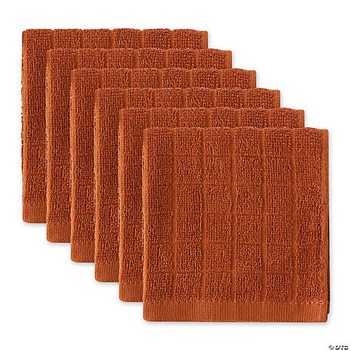 Solid Cinnamon Windowpane Terry Dishcloth (Set Of 6)