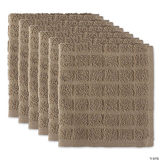 Solid Stone Windowpane Terry Dishcloth 6 Piece