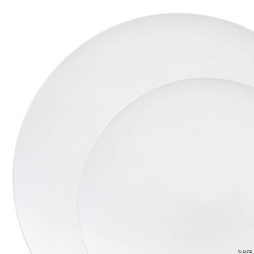 Solid White Organic Round Disposable Plastic Dinnerware Value Set - 20 Dinner Plates + 20 Salad Plates