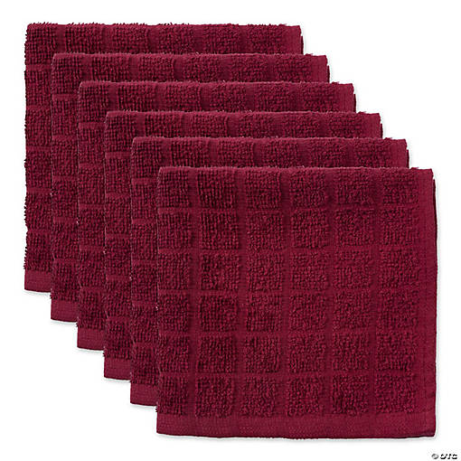 Solid Wine Windowpane Terry Dishcloth (Set Of 6)
