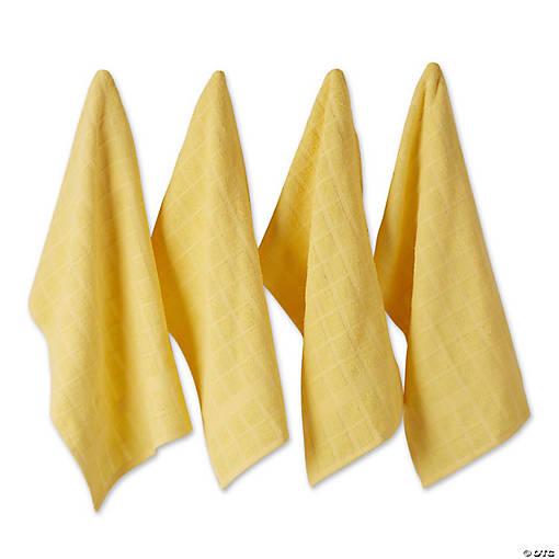Solid Yellow Windowpane Terry Dishtowel 4 Piece