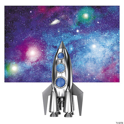 Space Rocket Backdrop Party Decorating Kit &amp;#8211; 4 Pc.