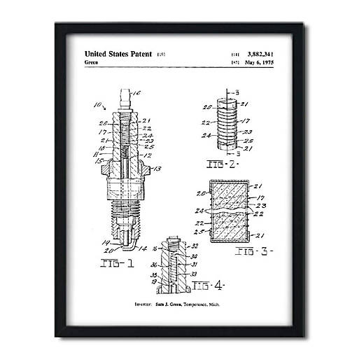Spark Plug Engine Patent 1Pk 8.5x11in