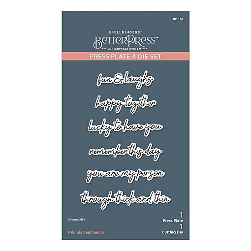 Spellbinders BetterPress Press Plate &amp; Die Set-Friends Sentiments