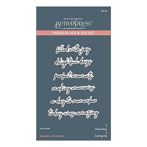 Spellbinders BetterPress Press Plate &amp; Die Set-Happiness Sentiments
